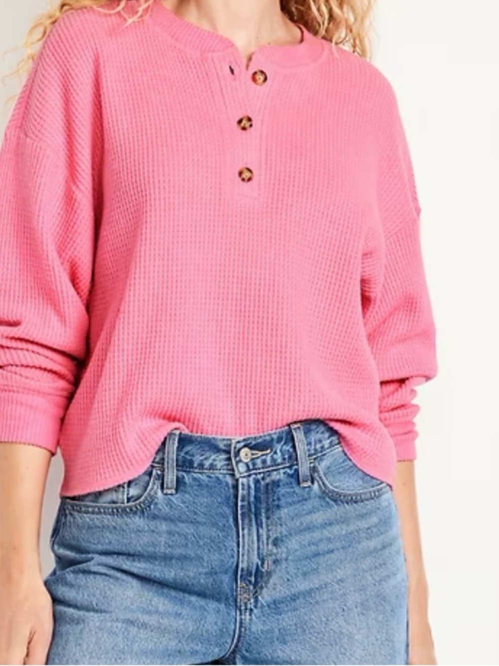 Old Navy oversized Pink Waffle Knit Sweater
